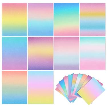 Imagem de Gersoniel 40 folhas de papel decorativo gradiente de 21 x 28 cm para cartolina dupla face, papel brilhante para fazer cartões, agenda, material de origami, scrapbook, 10 designs