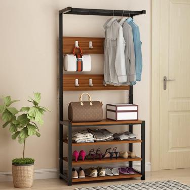 Imagem de Cabide Com Sapato Beh, Árvore De Entrada 3 Em 1 Com Beh E Armazenamento De Sapatos, Organizador De Corredor Com Prateleira De Armazenamento, Móveis De Acento Industrial Com E, A, 80x34x170cm