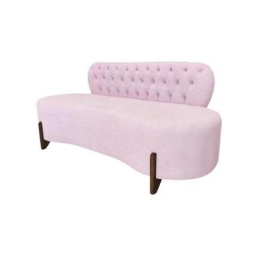 Imagem de Sofá 3 Lugares Orgânico Curvo Tókio 180cm Couro Rosa Bebê - Mazzero De