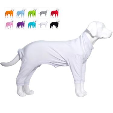 Imagem de Lovelonglong Pijama leve para cães de 1,8 m, macacão de algodão puro com 4 pernas, macacão para cães, fantasia elegante de cachorro para cães grandes e médiosLovelonglong XS (Small Dog ~6 Lbs) branco