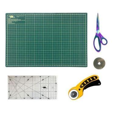 Imagem de Base De Corte 30x45 Régua 15x30 Tesoura Titanio Cortador 45 - Artmak