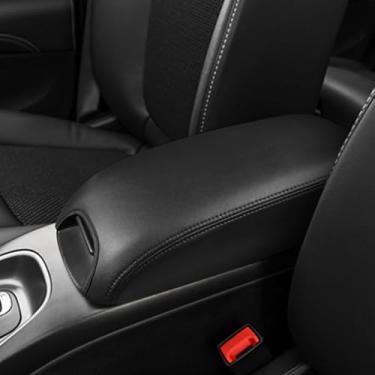 Imagem de DEYTOP Capa de console central para Dodge Journey 2011-2022 capa de apoio de braço para acessórios Dodge Journey protetor de braço de couro anti-arranhões (pontos pretos)