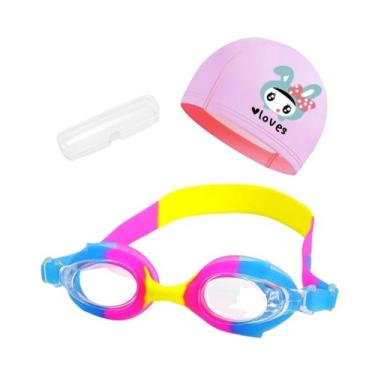 Imagem de Kit Óculos Natação Com Estojo e Touca Infantil Desenhos Coleção Peixin