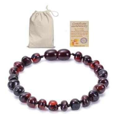 Imagem de Pulseira De Âmbar Adulto Cereja 18Cm Báltico Certificado - Âmbar Bálti