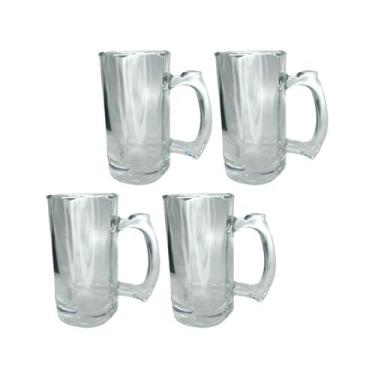 Imagem de Caneca Vidro Grosso Cerveja e Chopp 380ML Restaurante 4UN - PRATICASA,