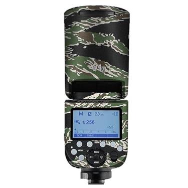 Imagem de Adesivo flash de câmera antiarranhões para Godox V1 Flash Coat Wrap Película protetora corporal protetor de corpo Capa de pele V1 (Camuflagem com listras de íger)