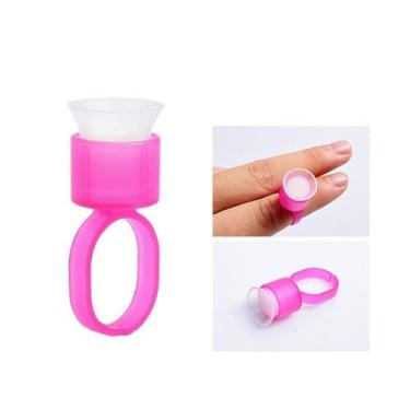 Imagem de HOTWE Anéis de copo de tinta, tampas de anel de pigmento com esponja para maquiagem semipermanente de microblading, suporte de copos de plástico de cola de tinta para delineador de cílios, suprimentos