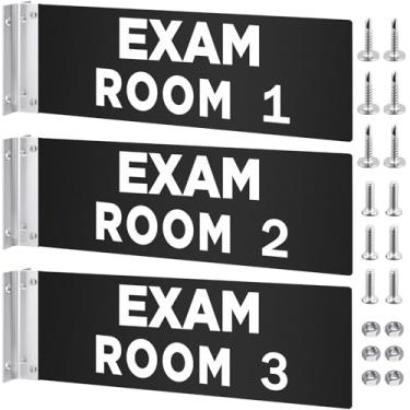 Imagem de Zonon 10 x 30 cm Números de placa de sala de exame 1-3 placas de corredor dupla face bandeiras de número de identificação para salas de exame, escritórios, instituições educacionais, centro de teste