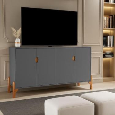 Imagem de Aparador Buffet Rack 4 portas Pés de madeira Tenue Cor Onix - MJM Casa