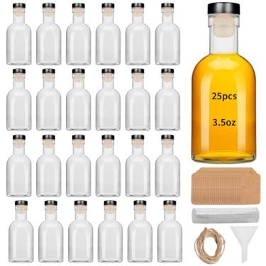 Imagem de eispap 25 Peças, tampa preta, 100 ml, mini garrafas de licor de vidro com tampas, garrafa de vinho de vidro pequena, garrafas de álcool vazias reutilizáveis com tampa preta de alumínio para casamentos