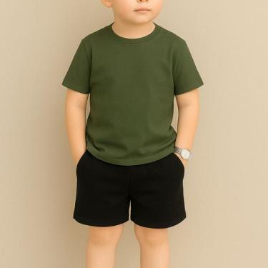 Imagem de Conjunto Masculino Infantil Liso Camiseta E Short Elastico Pratico E C