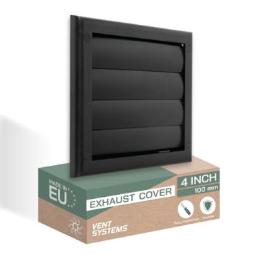 Imagem de Vent Systems Tampa de ventilação de exaustão de 4" polegadas - preta - capa de ventilação do secador - cobertura de ventilação do duto do secador com grelha - tampa do capô de ventilação - grade de fornecimento de ar de plástico unidirecional