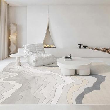 Imagem de Ldiuttu Tapete de área 90 x 150 cm Entrada Pequeno Tapete Lavável Antiderrapante para Sala de Estar Quarto Cozinha Interior Tapete Decoração Tapete Moderno Abstrato Linhas Cinza Amarelo