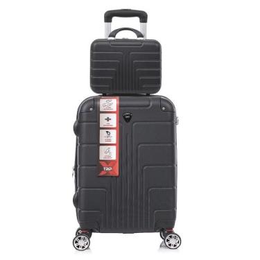 Imagem de Kit Mala De Viagem Bordo 10kg ANAC Frasqueira Média Tripx, Preto