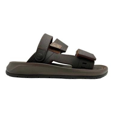 Imagem de Sandália cartago com fita autocolante ref:12537 masculino, Marrom, 41