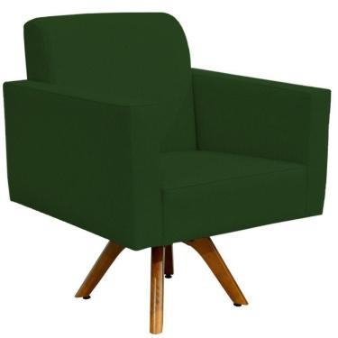 Imagem de Poltrona Giratória Base De Madeira Suede Verde Musgo