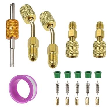 Imagem de Nihfien R410a Kit adaptador para mini sistema de divisão, 5/40.6 cm fêmea para 1/10.2 cm adaptador de porta de vácuo de carregamento macho, 5V1 núcleos de válvula conectores de encaixe de mangueira de