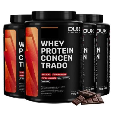Imagem de Kit 4x Whey Concentrado 900g Dux Top Sabores + Proteinas-Unissex