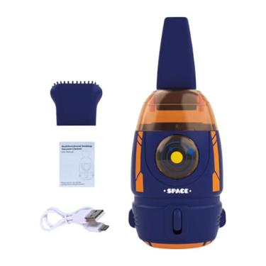 Imagem de predolo Aspirador de pó de mesa portátil, leve e elegante, removedor de pó de mesa para dormitórios, áreas pequenas, teclado de computador, Laranja Azul