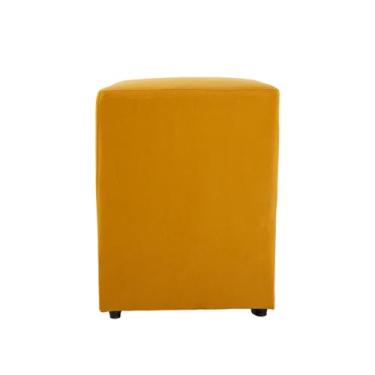 Imagem de Puff Decorativo Cubo Grande, 45x34x34cm, Estrutura em Madeira, Revestimento em Suede, para Sala, Quarto, Escritório (Amarelo, Grande)