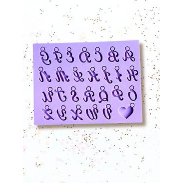 Imagem de R735 Molde de silicone Pingentes Alfabeto resina decorar - Confeitaria