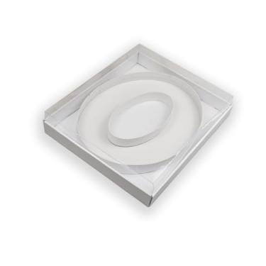 Imagem de Manoczy Caixa de papelão preenchível de 35,5 cm com tampa transparente, bandeja de presente vazada branca para aniversários, festas de aniversário e eventos (0)