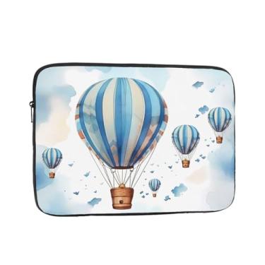 Imagem de Capa para laptop com balão de ar quente azul de 17 polegadas à prova de choque capa protetora para notebook resistente à água bolsa de transporte para computador pasta portátil para homens e mulheres