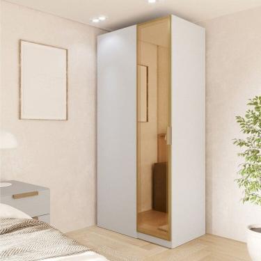 Imagem de Guarda Roupa Linear 1 Porta Reflecta Jade Cabecasa Madeiramadeira Branco Fosco