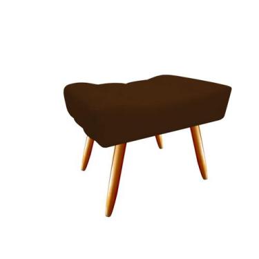 Imagem de Puff Puf Decorativo Nina Retangular Couro Marrom Pés Madeira Ms Decor 