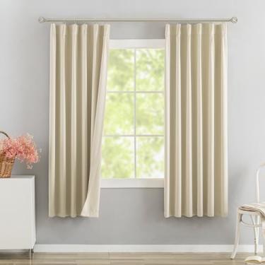 Imagem de DONREN Cortinas blackout plissadas com abas traseiras Cream Pinch 101,6 cm L x 160 cm C