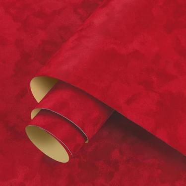 Imagem de ReWallpaper Papel de parede de veludo de 44,5 cm x 7 m descasque e cole papel de parede vermelho para forro de gaveta de armários