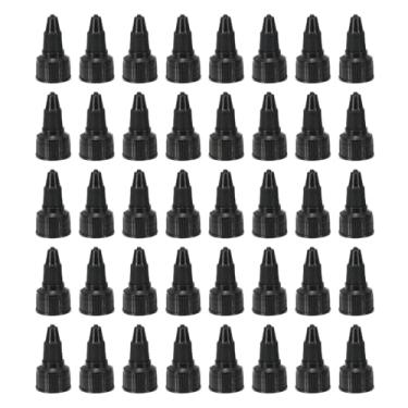 Imagem de PATIKIL Tampas de garrafa torcidas 18/410, 40 peças de tampas de substituição de garrafas de plástico com borda nervurada com junta de espuma para tampas de tinta, distribuição de cola, preta