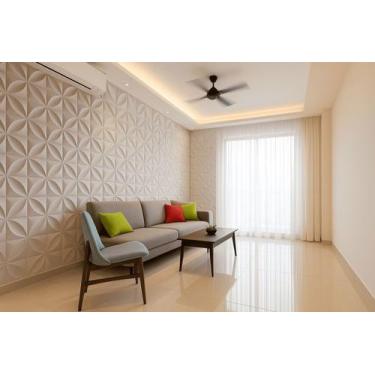 Imagem de Placas 3D Pétala em PVC 25x25cm - MF Decoração, Branco