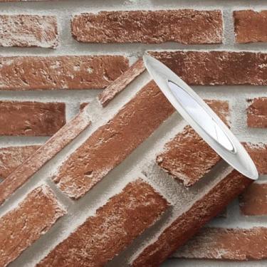 Imagem de Revestimento Adesivo Tijolinho Autocolante Vermelho Marrom 3D Realista P/Sala Cozinha Quarto