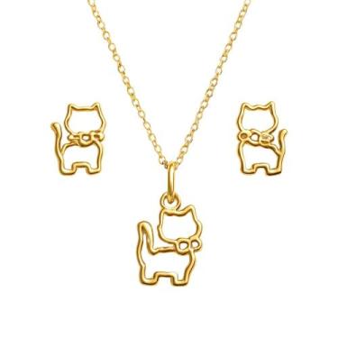 Imagem de Conjunto Infantil - Banhado em ouro 18k - Tri Gata Semijoias
