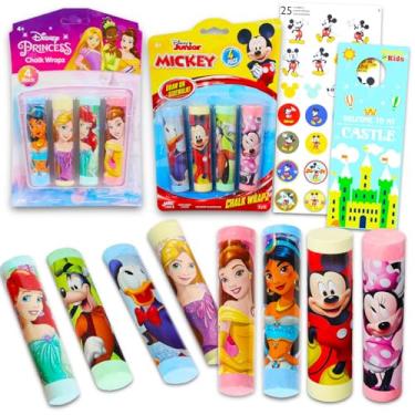 Imagem de Disney Conjunto De Giz Calçada Da Para Crianças - Pacote Com 8 Palitos Gigantes Princesa E Do Mickey Mouse, Além Adesivos, Mais, Brinquedos Atividades Ao Ar Livre Meninos Meninas