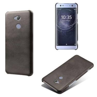 Imagem de Capa para Sony Xperia XA2 Ultra,Proteção contra quedas,Casca de volta de cor sólida simples,Design de couro de imitação de plástico-Black
