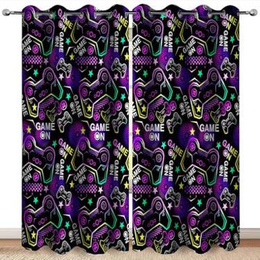 Imagem de Cortinas blackout para jogos de gamer, adolescentes, meninos, meninas, controle de videogame, gamepad, decoração de quarto de jogadores, homens, filho, pai, marido, alça de jogo, quarto, escurecimento