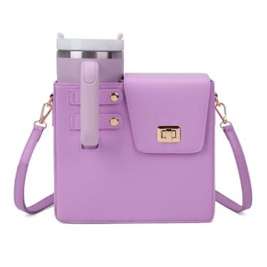 Imagem de Stanley Bolsa para copo com alça - Bolsa tiracolo portátil para armazenamento de garrafa de água Stanley Cup Tumbler, Roxo original, Small
