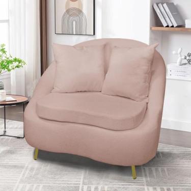 Imagem de Poltrona Decorativa Orgânica Pé Ferro Dourado Zaya Bouclê Rosê C05 - D