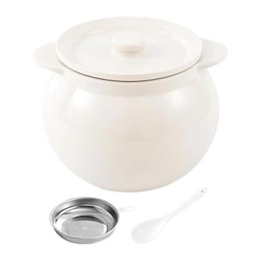 Imagem de Fxzqgnh Recipiente para Gordura com Peneira, Panela, Tempero, óleo para Fritar, Recipiente para Armazenamento, Recipiente de Cozinha para Chá, Balcão, 1400ml Branco, Tamanho real