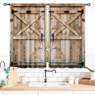 Imagem de Cortinas de madeira rústica, fazenda de madeira ocidental, porta de celeiro, tábua, tábua, portão de garagem, vintage, campo blecaute, tratamento de janela, cortina para quarto, sala de estar