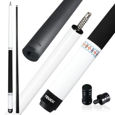 Imagem de YEUEK Bastão de taco de sinuca de fibra de carbono com ponta de 12,5 mm, varas de sinuca de baixa deflexão de bilhar com 3/8 x 8 pinos, bastão profissional de 147 cm 538 a 567 g