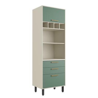 Imagem de Armário Paneleiro 2 Portas 2gavetas E Nichos Verde Bertolini Verde/areia