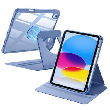 Imagem de Wenlaty Capa para iPad (A16) 11ª geração 2025, para iPad 10ª geração, capa de 10,9 polegadas 2022 com suporte para lápis, capa protetora giratória de 360°, parte traseira magnética destacável