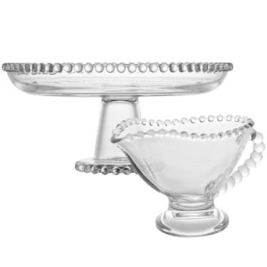 Imagem de Prato de Cristal com Pé 20cm + Molheira Pearl Wolff – Sofisticação à mesa