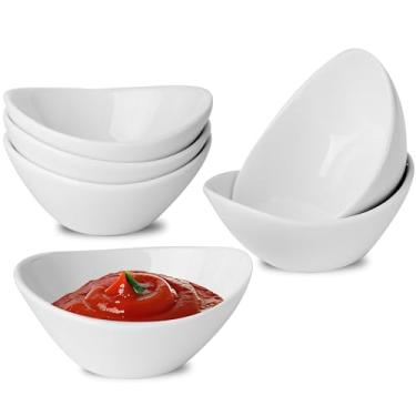 Imagem de UIBFCWN Pacote com 6 tigelas de cerâmica, pratos de molho de soja de 50 ml, tigelas/pratos brancos para molho de tomate, sushi, churrasco, acessórios para tabuleiros de charcutaria