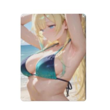 Imagem de Hot Sexy Anime Girl Poster Art Poster Tin Sign Vintage Wall Art Decoration Poster 30,5 x 40,6 cm, Aj045