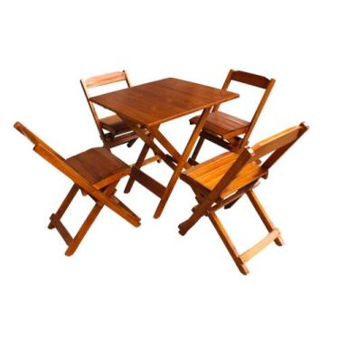 Imagem de Conjunto Jogo Mesa 70x70 Dobrável 4 Cadeiras 1 Mesa Bar Restaurante Co