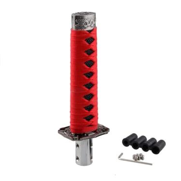 Imagem de RYANSTAR Alavanca de mudança de marchas alavanca de câmbio de espada Katana Samural alavanca de câmbio universal para carros manuais A maioria dos carros automáticos com 4 adaptadores vermelho + preto